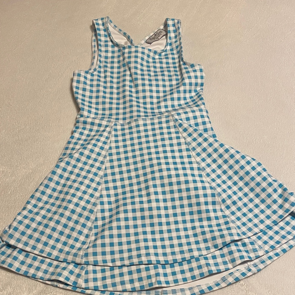 Sugar Bee Mom and Me Athletic Tennis Swim Dress Blue Gingham